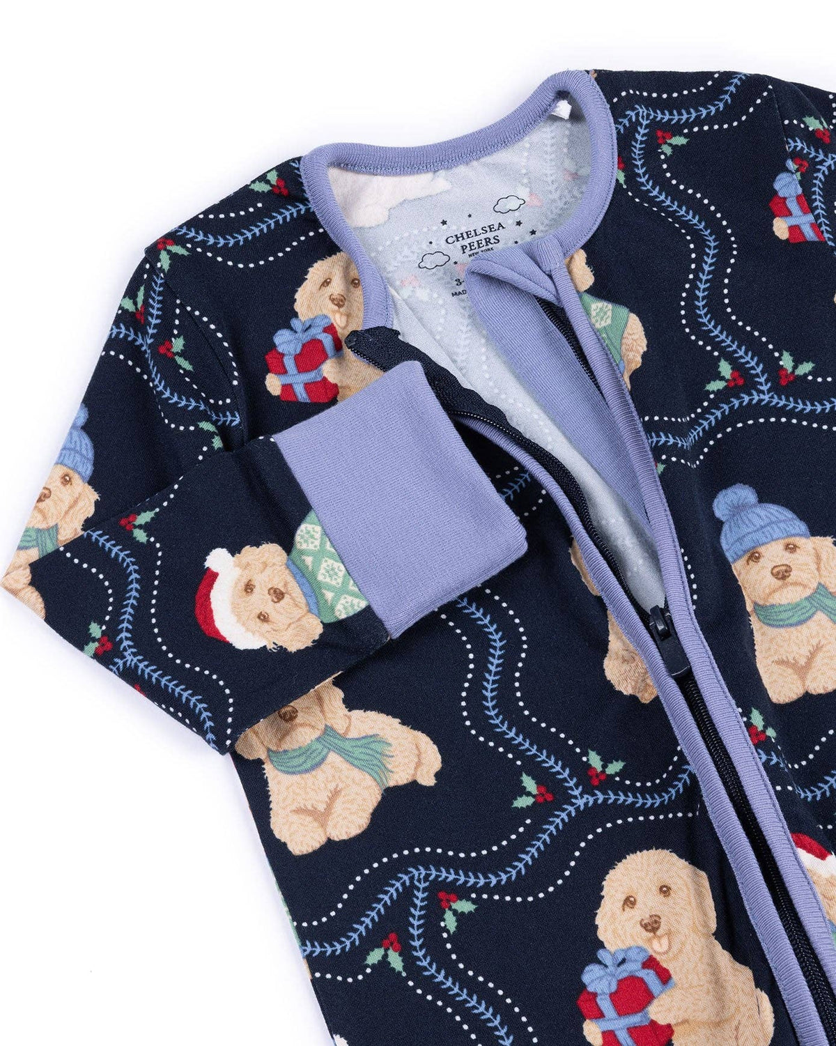Baby Christmas Chip the Cockapoo Portraits Print Sleepsuit