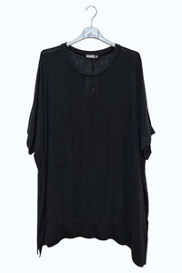 Italian Womens Cotton Oversized Side Slit Tunic Top