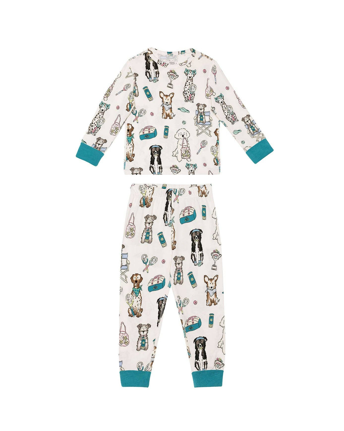 Kids Tennis Dogs Print Long Pyjama Set