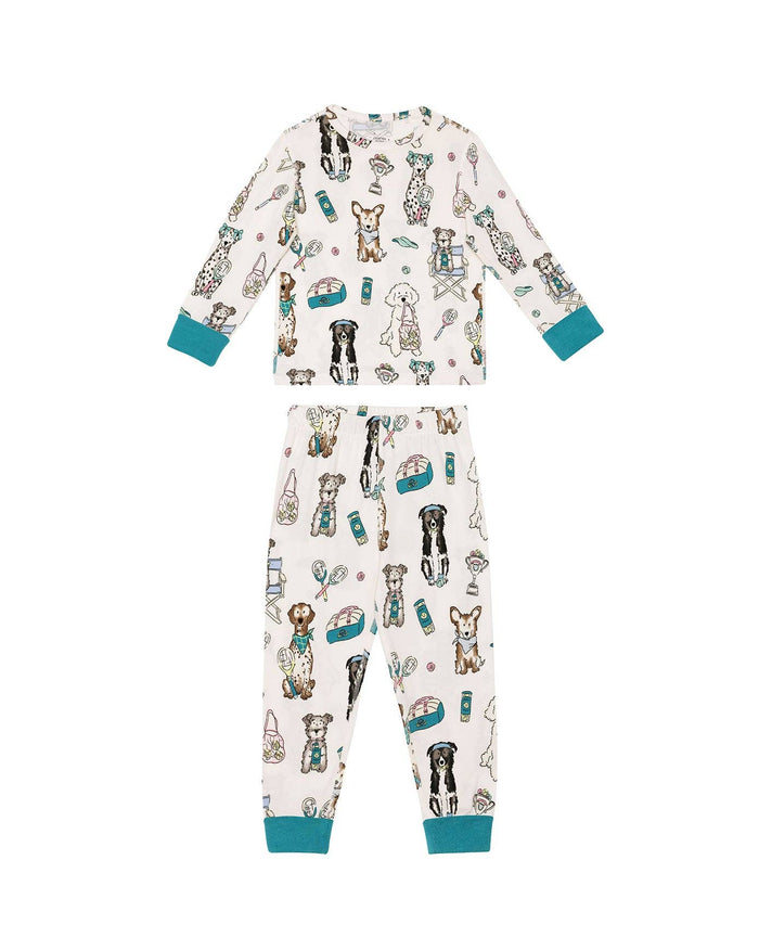 Kids Tennis Dogs Print Long Pyjama Set