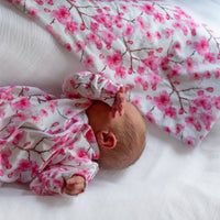 Unisex Baby Cotton Sleepsuit (Onesie) – Cherry Blossom Print