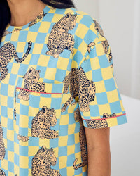 Organic Cotton Checkerboard Leopards Print Nightshirt