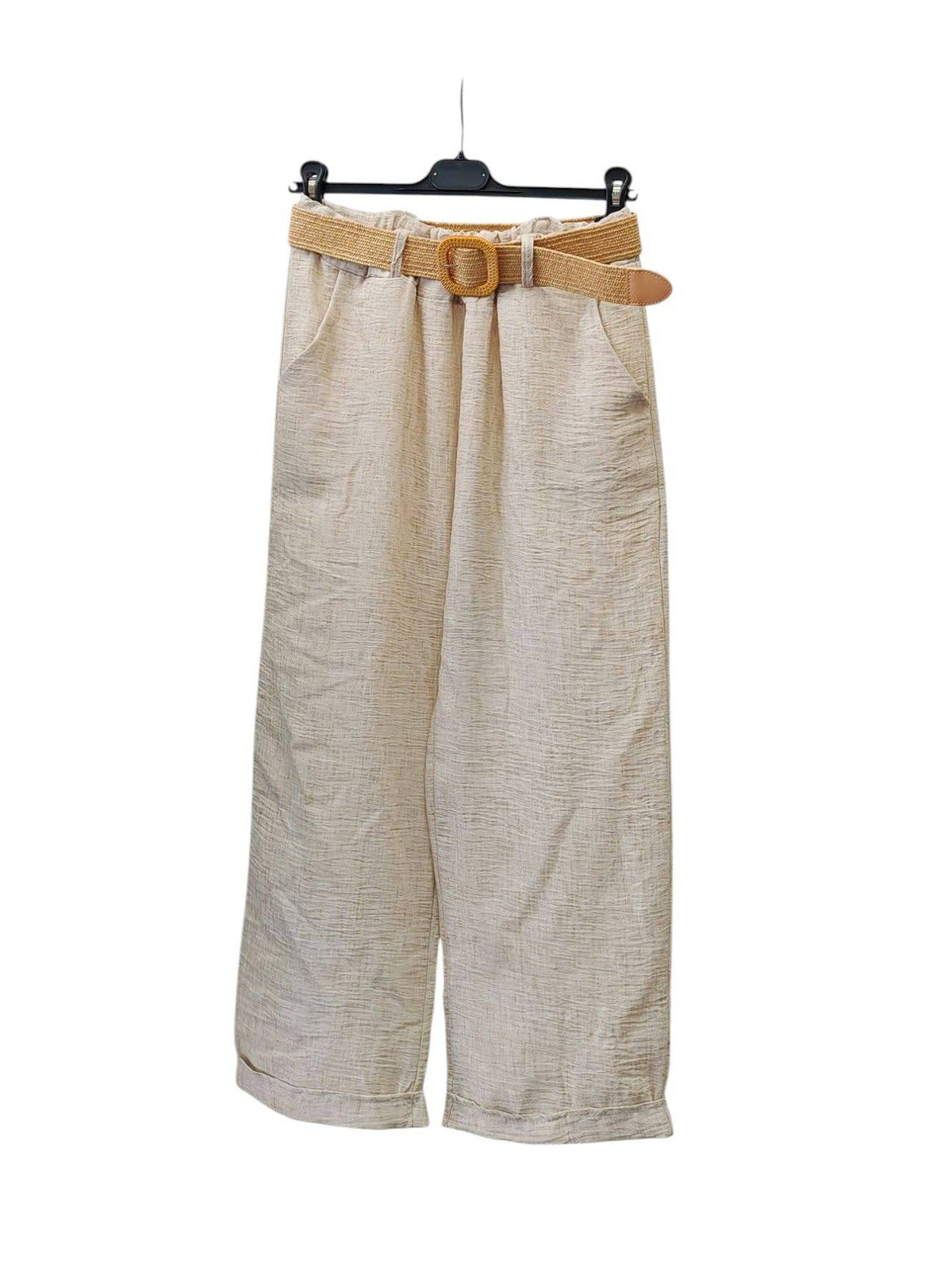 Italian One Size Light Weight Linen Trousers +Belt