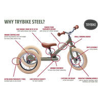 Trybike 2-in-1 Steel Balance Bike & Trike - GREEN & CREAM Available