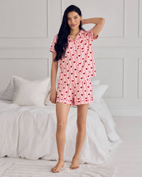 Wavy Stripe Heart Print Short Pyjama Set
