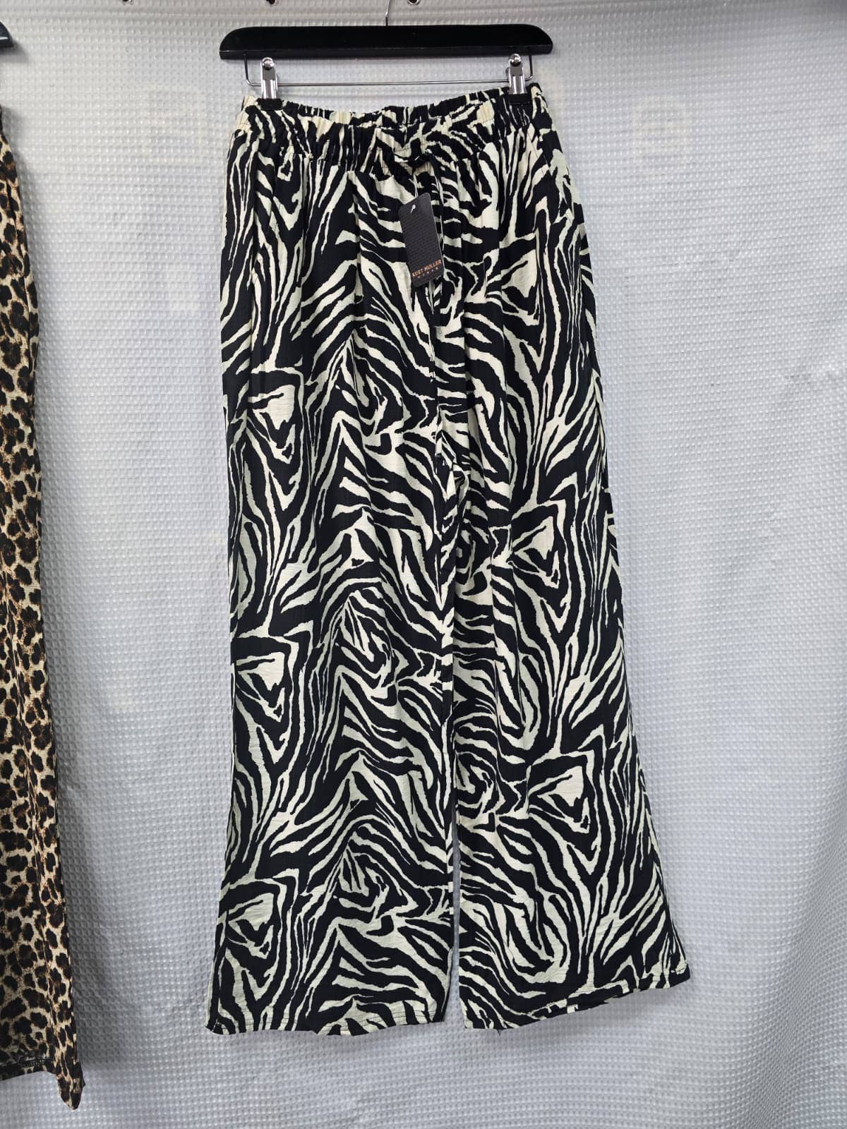 Zebra Printed Wide Leg Trousers