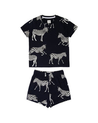 Kids' Navy Zebra Print Short Pyjama Set
