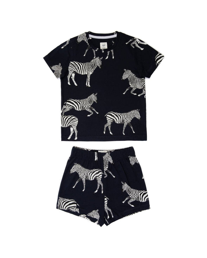 Kids' Navy Zebra Print Short Pyjama Set