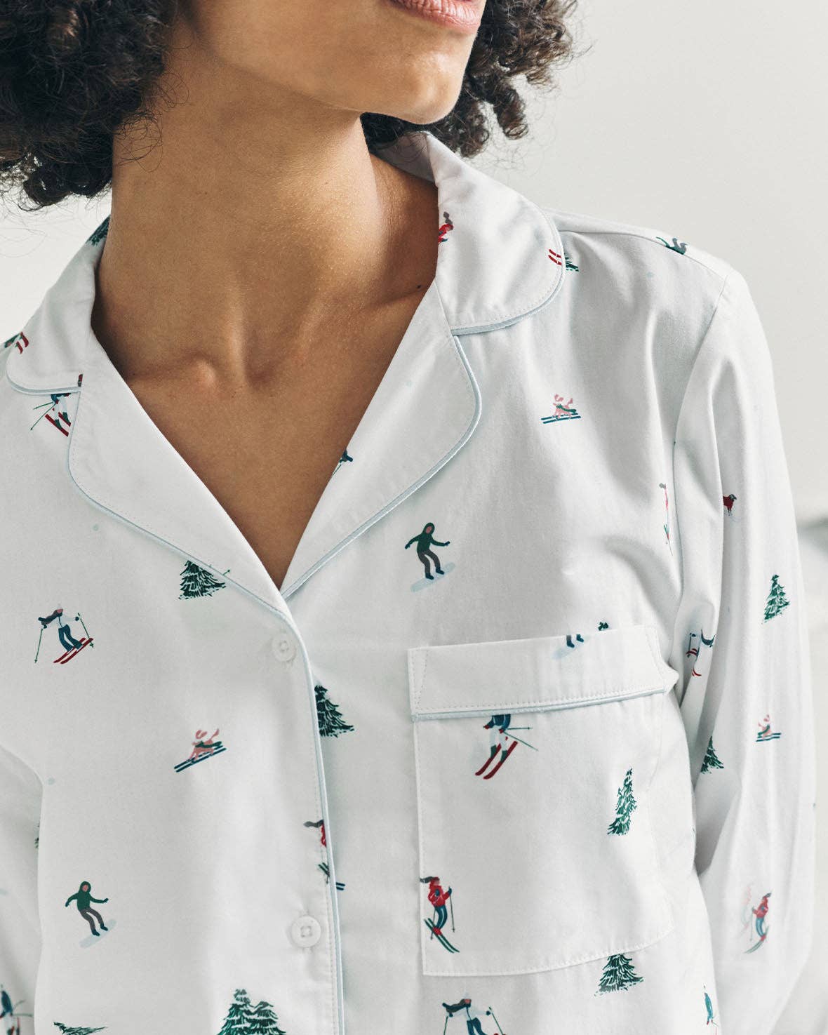 Chelsea Peers - Organic Cotton Ski Vacation Print Long Pyjama Set