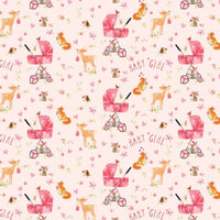 New Baby Pink Gift Wrap - Forest Animals - 25 flat sheets