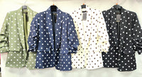 Polka Dot Rouched sleeve Blazer