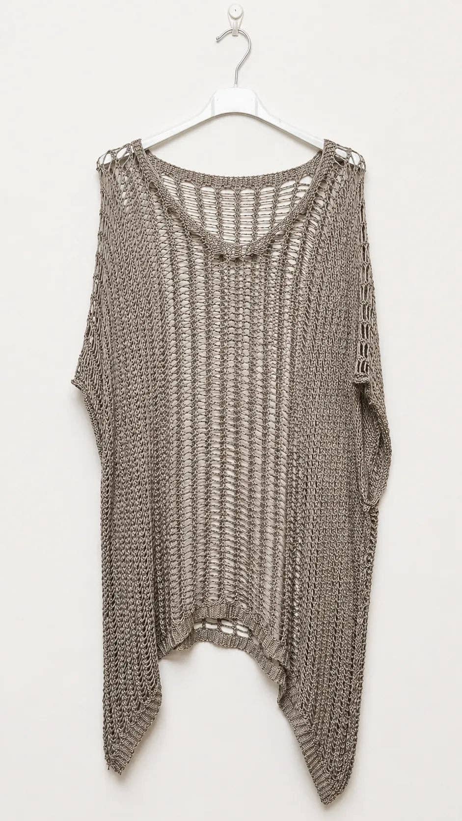 Italian Cotton Mesh Knit Top – Lightweight Beach Cover-Up | Oversized Summer Layering UK