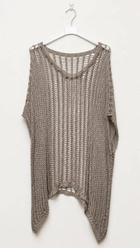 Italian Cotton Mesh Knit Top – Lightweight Beach Cover-Up | Oversized Summer Layering UK