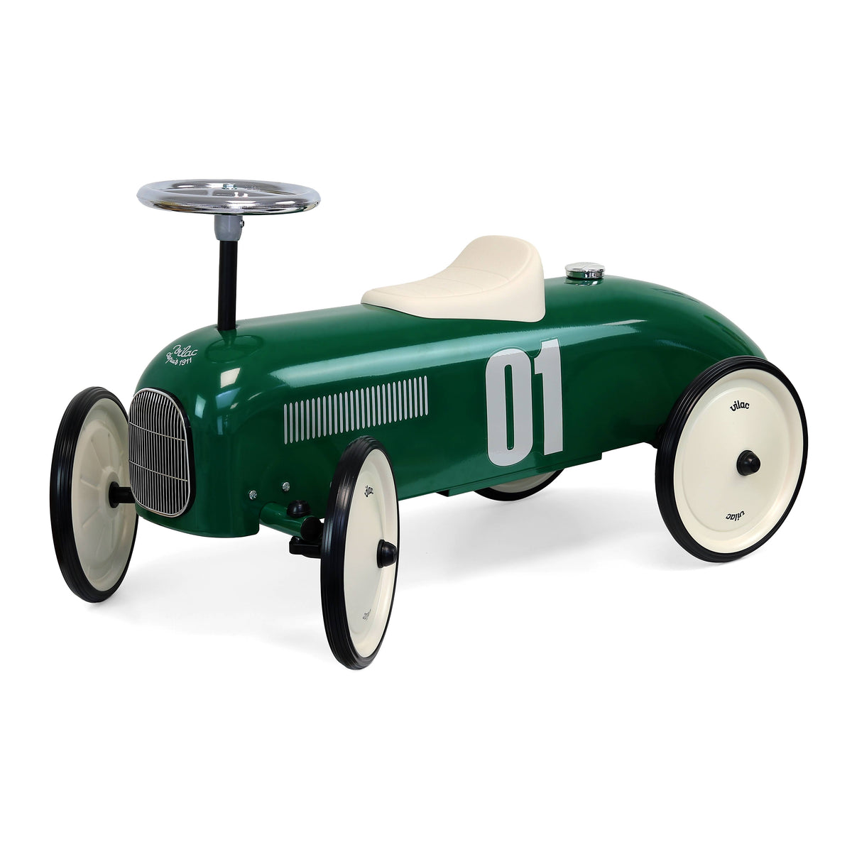 Vilal Metal British Racing Green Ride-On Car Vintage Style
