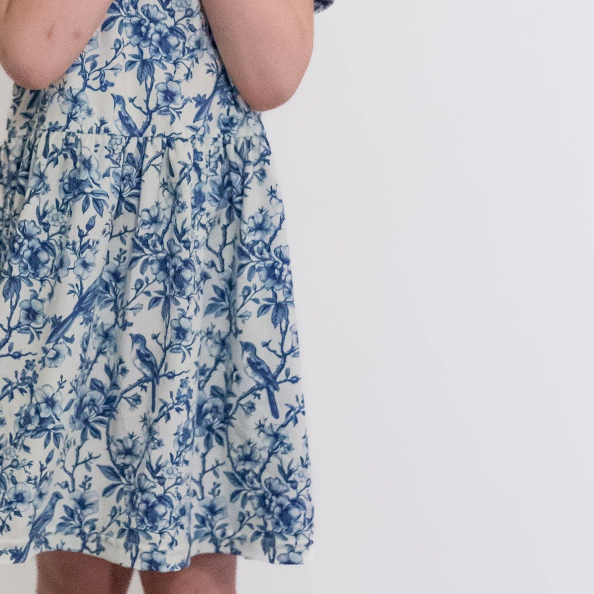 Girls Short Sleeve Cotton Dress - Willow Flower print