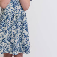 Girls Short Sleeve Cotton Dress - Willow Flower print
