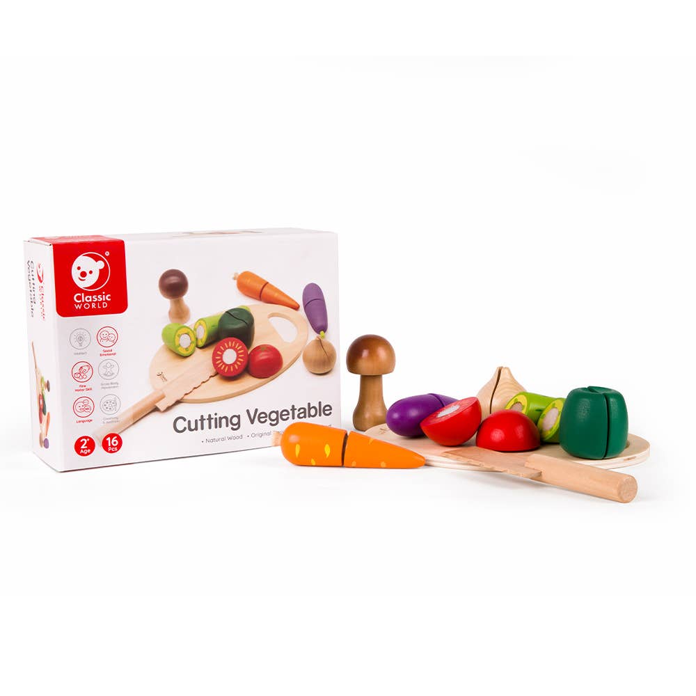 Classic World Cutting Veg Set Wooden FSC Pretend Play Toy