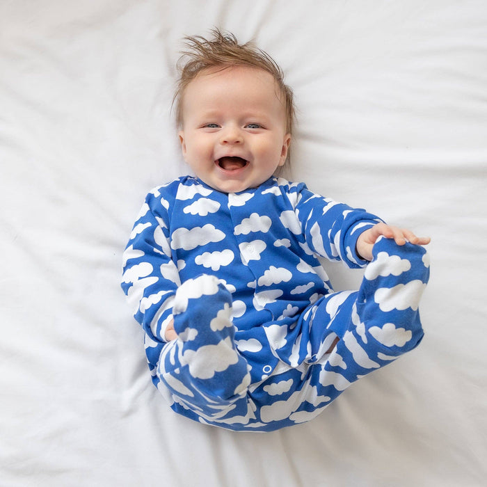 Unisex Baby Cotton Sleepsuit (Onesie) – Blue cloud Print