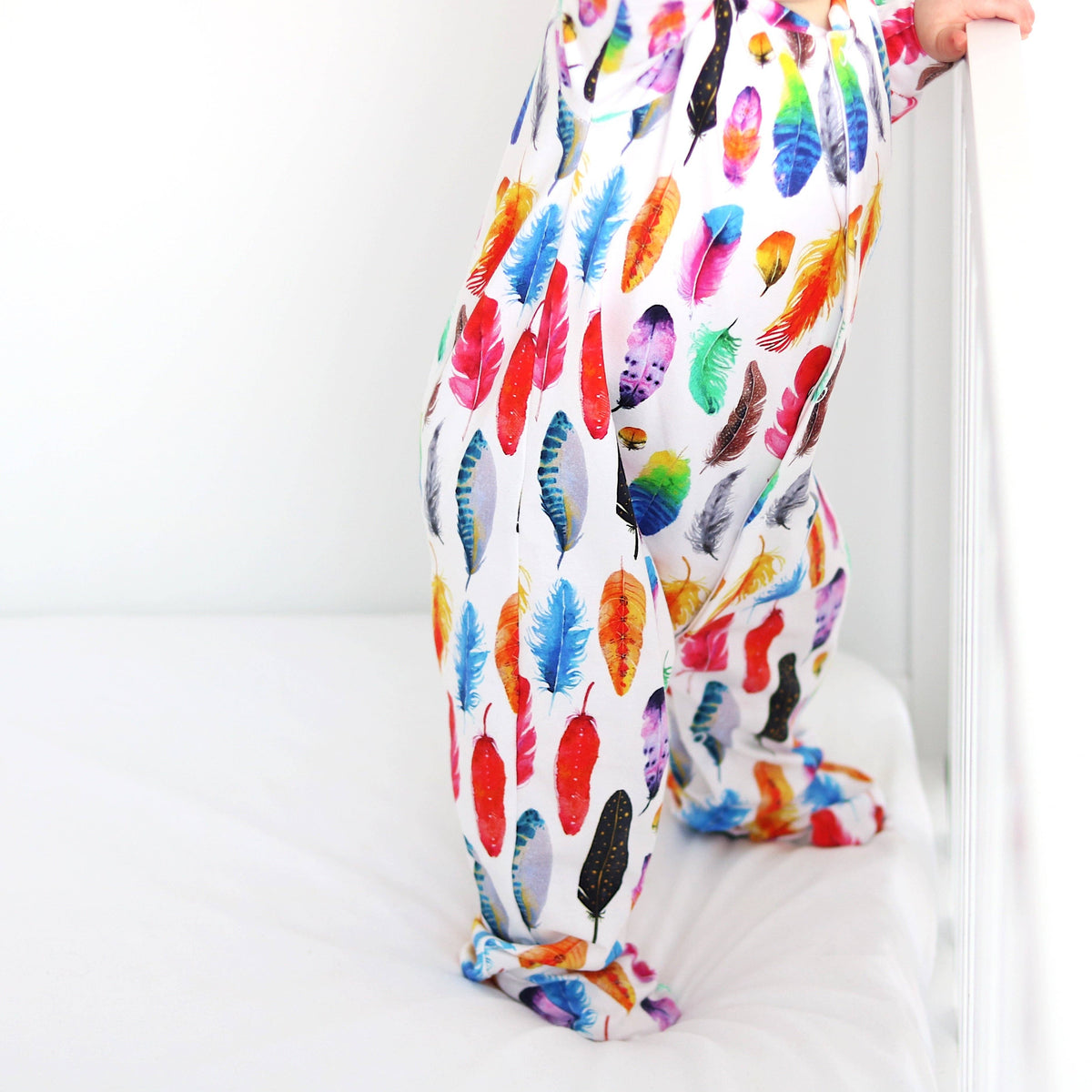 Unisex Baby Cotton Sleepsuit (Onesie) Rainbow Feather Print