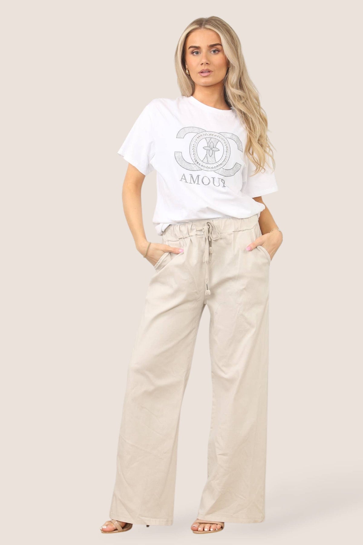 Plain Wide Leg Stretch Magic Trousers