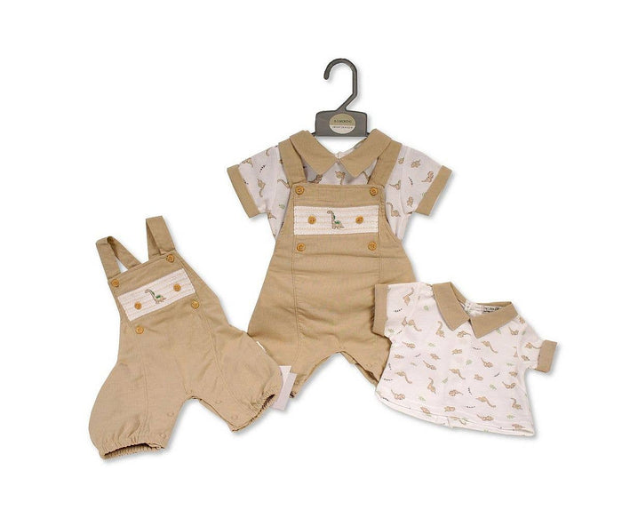 Baby Boys 2 pcs Long Dungaree Set - Dino - 6325