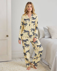 Zebra Checkerboard Print Long Pyjama Set