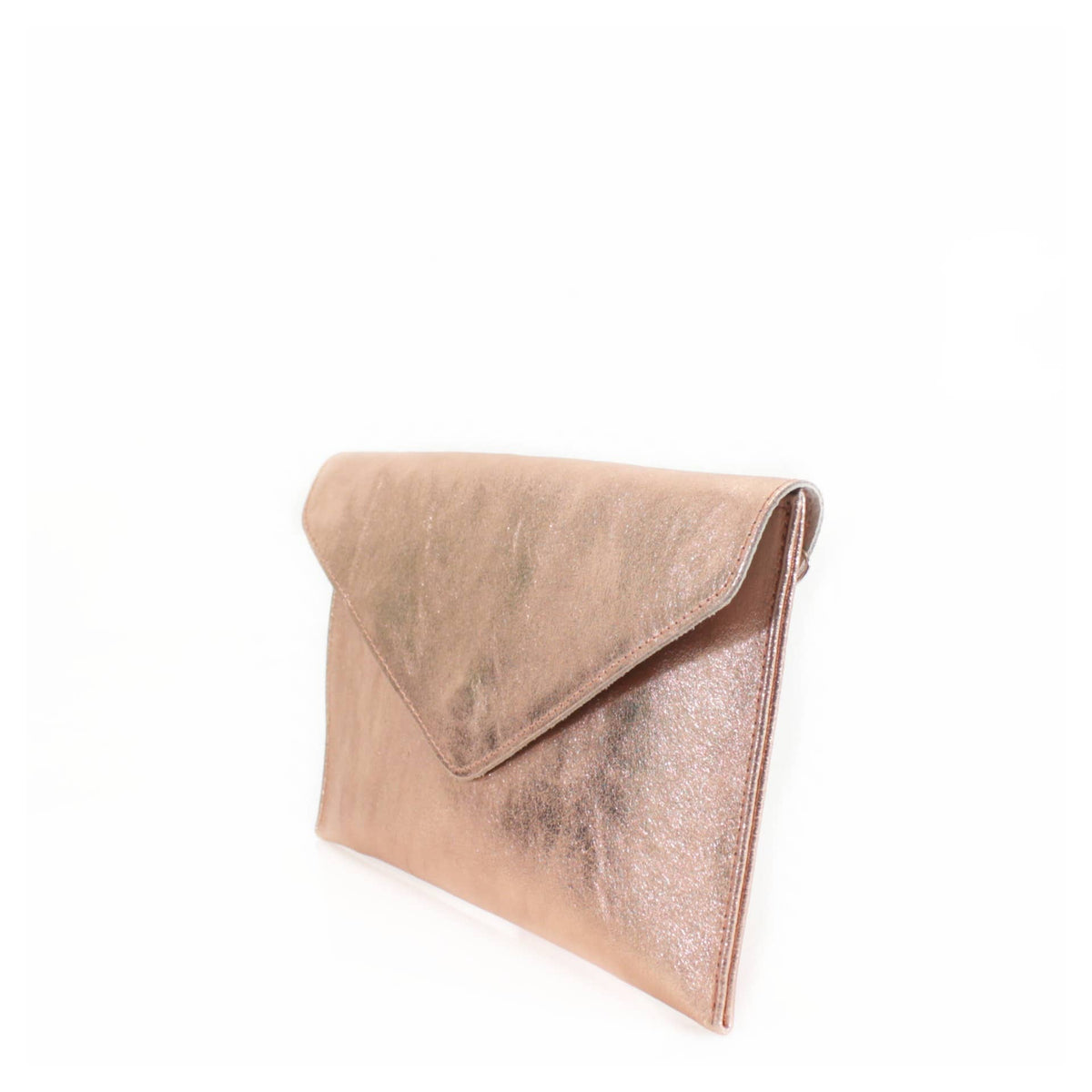 Italian Leather Metallic Envelope Clutch