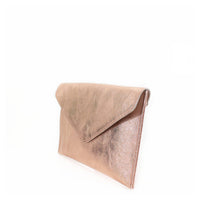 Italian Leather Metallic Envelope Clutch