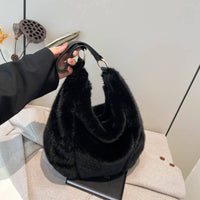 Medium Size Soft Faux Fur Bag Shoulder Bag - Available in Black & Grey