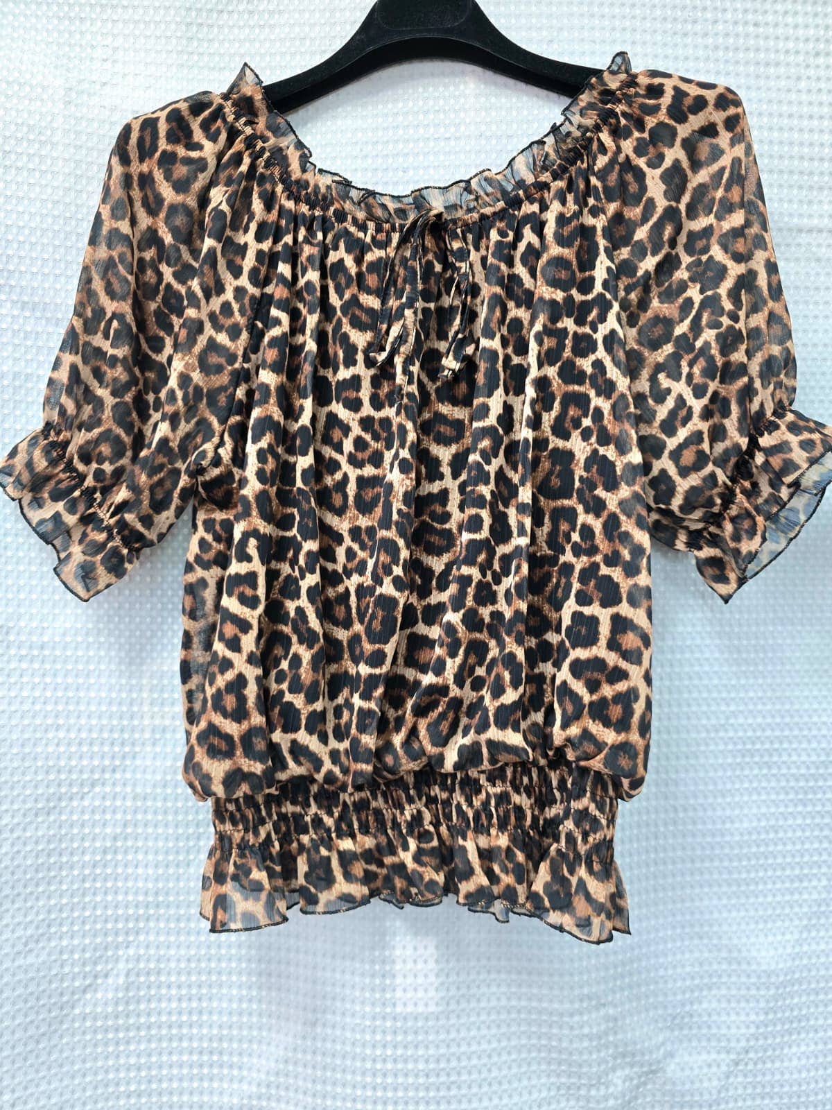 Animal Ruffle Bardot Blouse