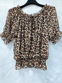 Animal Ruffle Bardot Blouse
