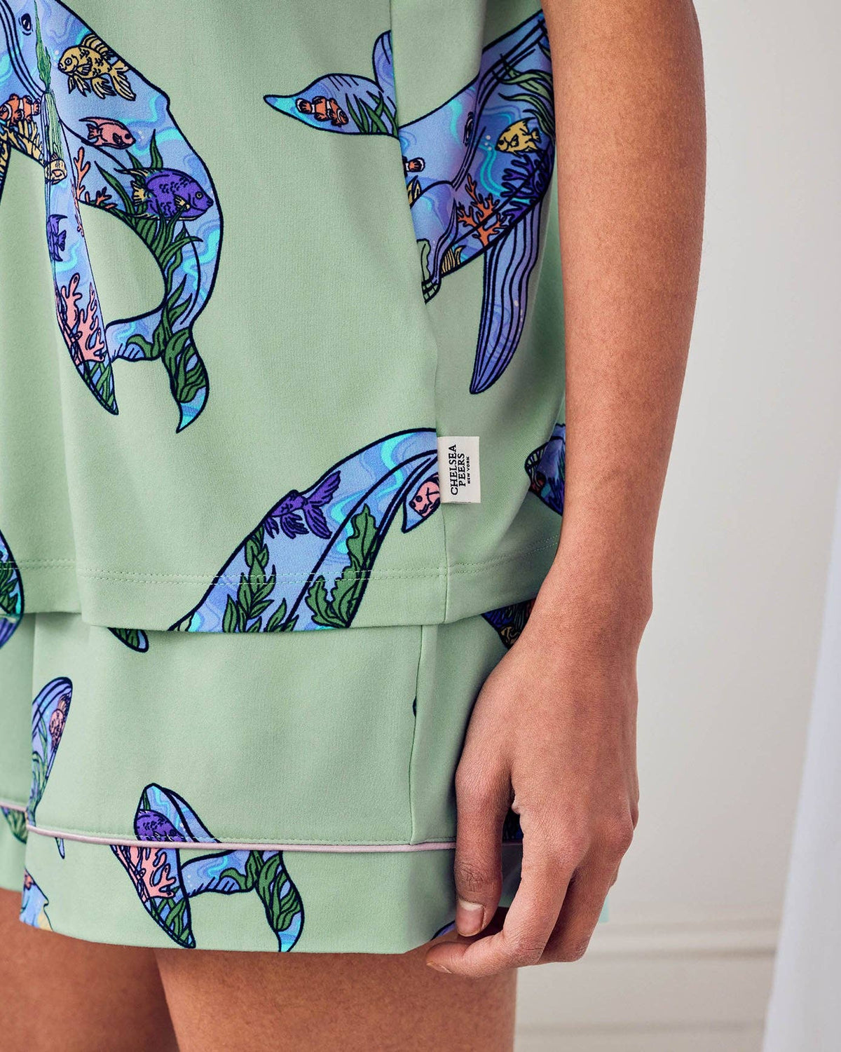 Coral Whale Print Short Pyjama Set