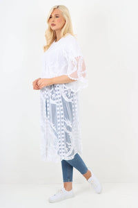 Italian Style Mesh Net Lace Kimono Beach Cover-Up