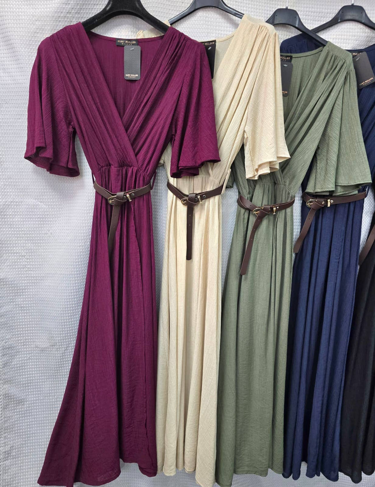 Tencel Wrap Belted Crossover Maxi Dress