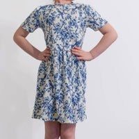 Girls Short Sleeve Cotton Dress - Willow Flower print