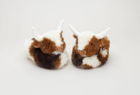 Texas Longhorn Highland Cow Plush Baby Slippers - 0-6 m