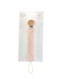 Pacifier holder in organic cotton with anti-loss clip