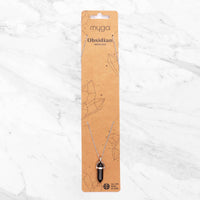 Myga Eco - Silver Plated Necklace - Obsidian Pendant