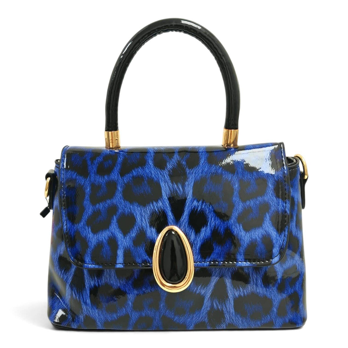 Elegant Glossy Leopard Print Top Handle Handbag-912-2