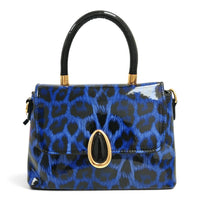 Elegant Glossy Leopard Print Top Handle Handbag-912-2