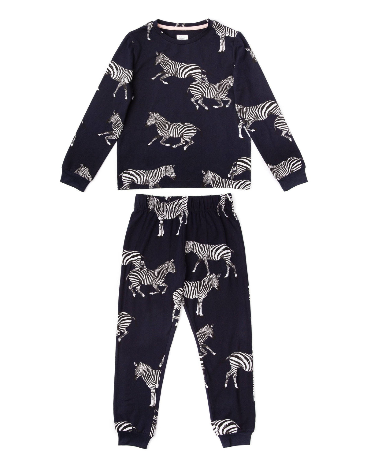 Chelsea Peers - Kids' Navy Zebra Print Long Pyjama Set