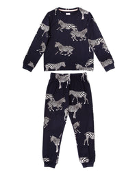 Chelsea Peers - Kids' Navy Zebra Print Long Pyjama Set