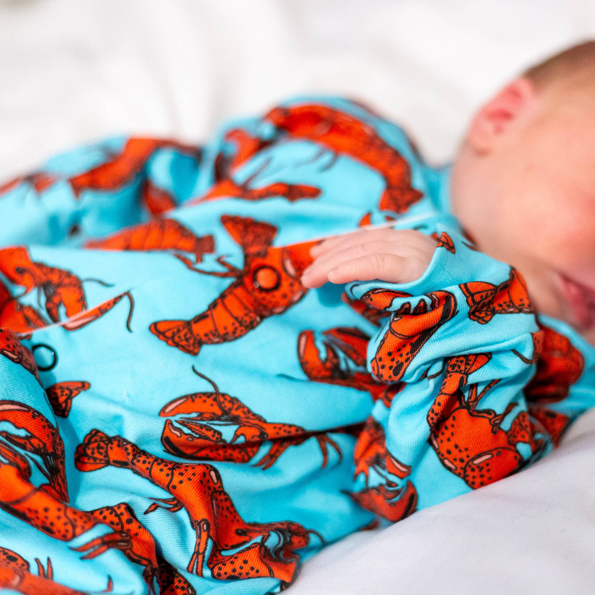 Unisex Baby Cotton Sleepsuit (Onesie) – Lobster Print