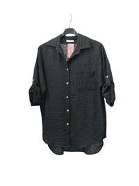 Italian One Size Full Button Linen Shirt Blouse with Pocket