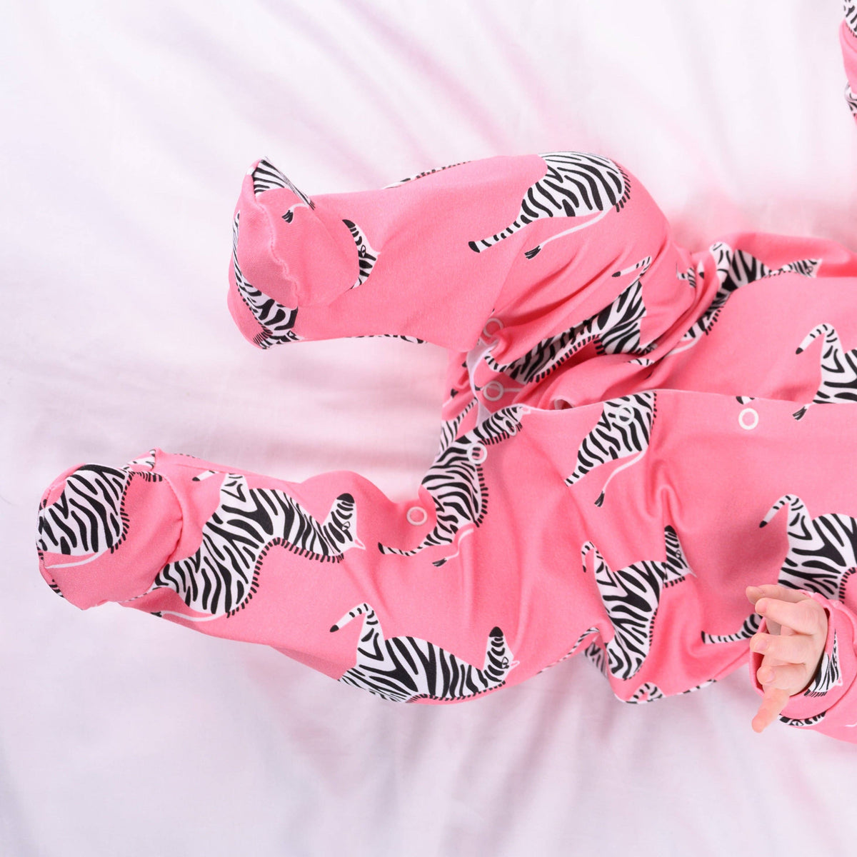 Unisex Baby Cotton Sleepsuit (Onesie) – Pink Zebra Print