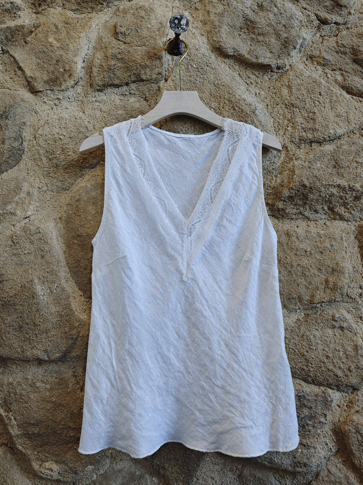 100% Linen V Neck Vest T-shirt Ref-23469