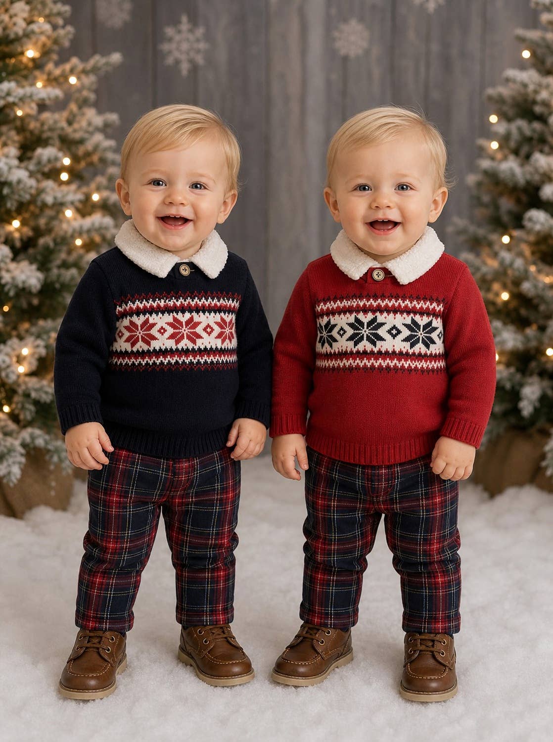 Boys Jumper with Tartan trouser 2 piece set - Available in Navy & Red - 525