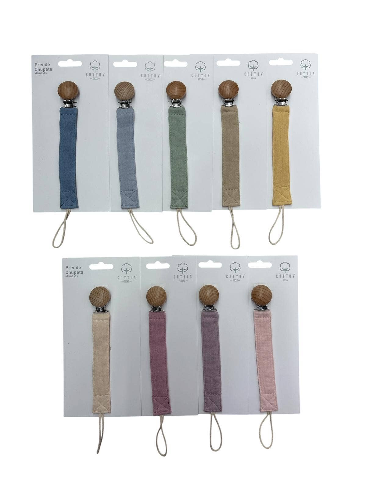 Pacifier holder in organic cotton with anti-loss clip