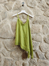 100% Linen Asymmetric Vest top Ref-23472 T-shirt
