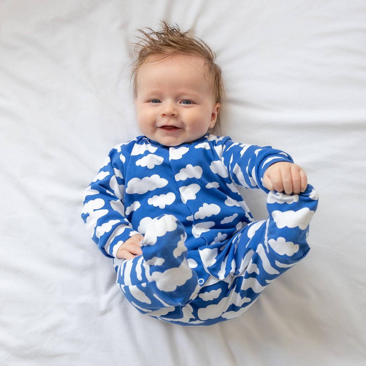 Unisex Baby Cotton Sleepsuit (Onesie) – Blue cloud Print